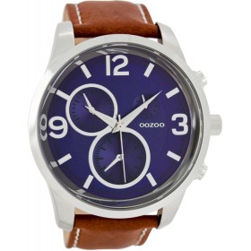 OOZOO Timepieces 50mm Cognac Brown Leather Strap C7453